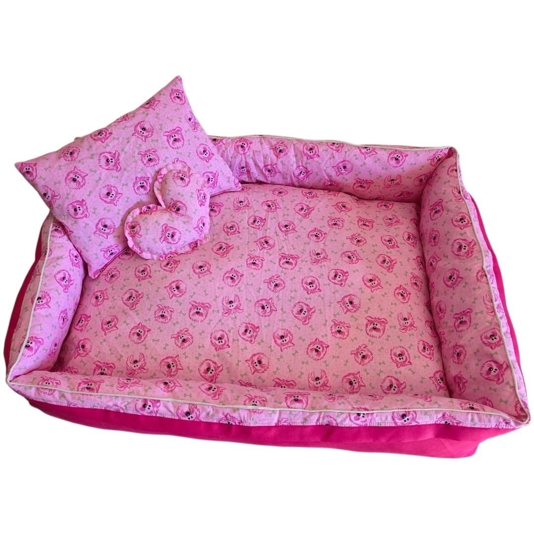 Cama Retangular M 70x50x15 - com friso - Face Dog - Pink - com Zíper - Imagem 7