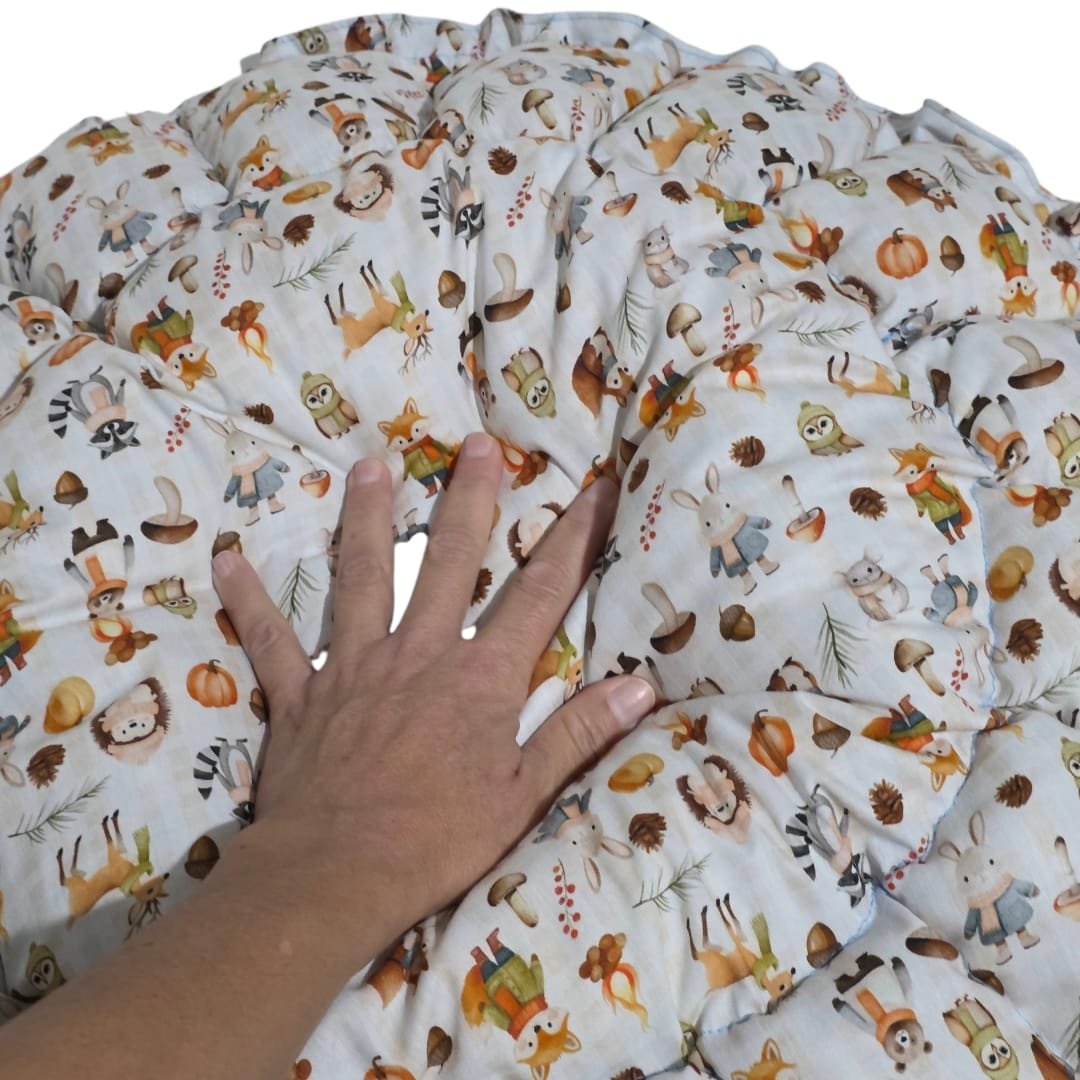 Cama Redonda Gomos PP - Floresta - Azul Poá - com zíper - Imagem 3