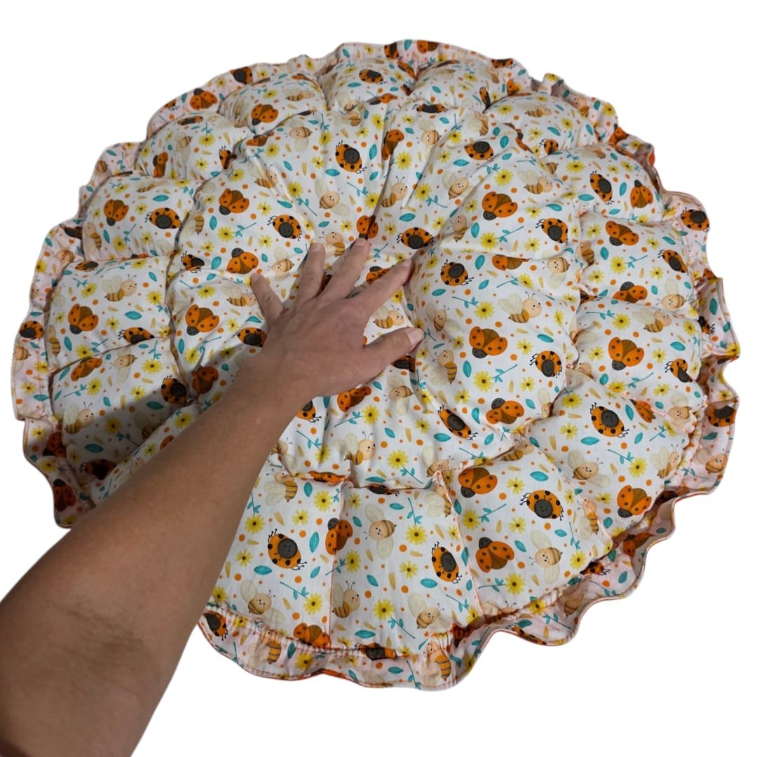 Cama Redonda Gomos PP - Joaninha - Abóbora - com zíper - Imagem 3