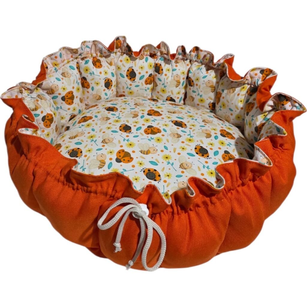 Cama Redonda Gomos PP - Joaninha - Abóbora - com zíper