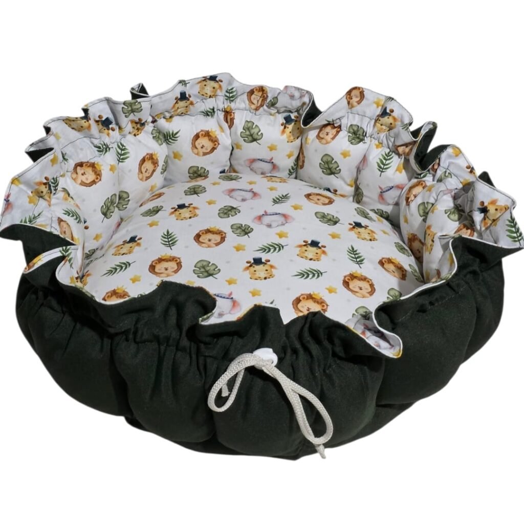 Cama Redonda Gomos PP - Zoo - Verde Escuro - com zíper