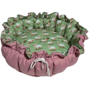 Cama Redonda Gomos PP - Ovelhinhas - Rosê - com zíper