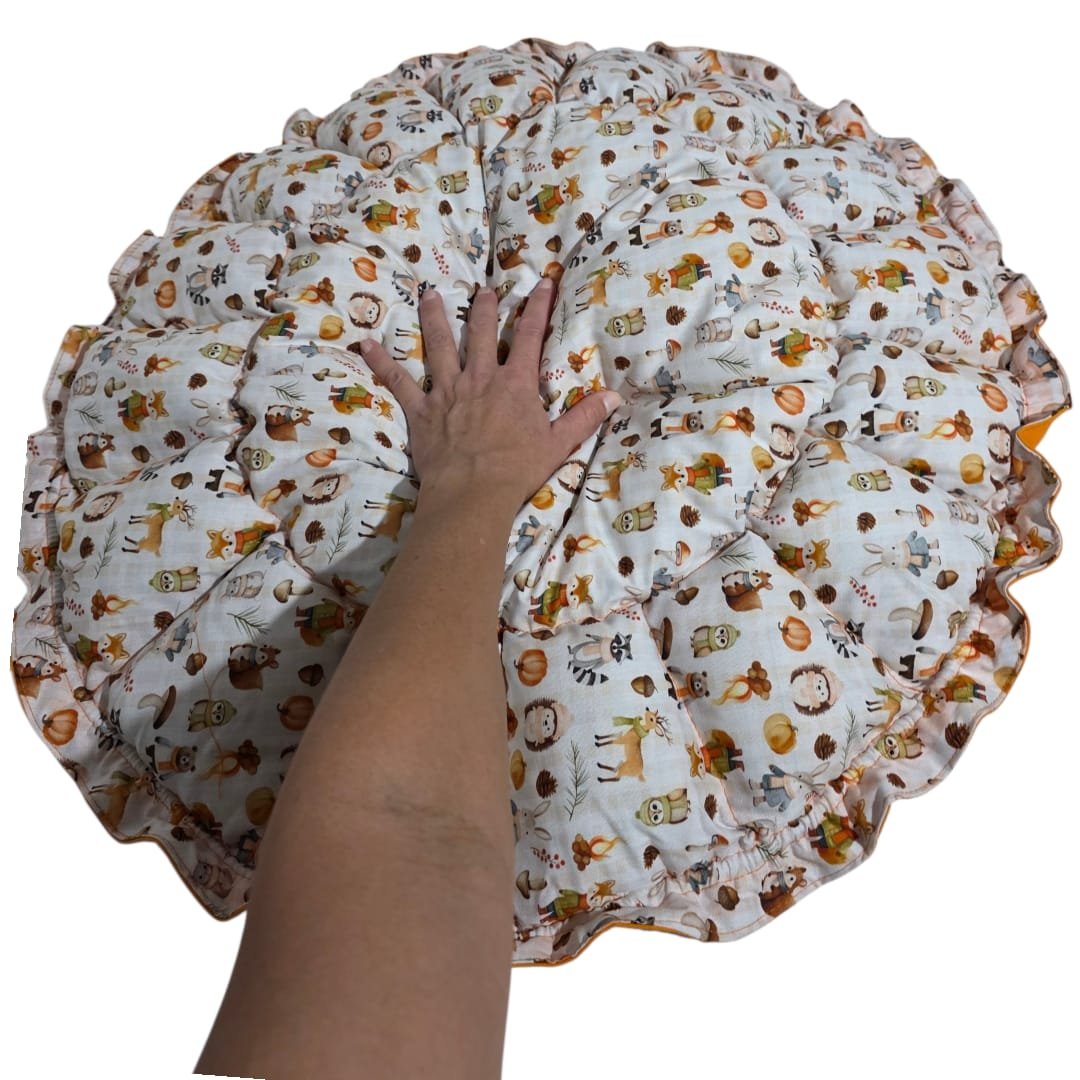 Cama Redonda Gomos P - Floresta - Laranja - com zíper - Imagem 3