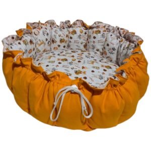 Cama Redonda Gomos P - Floresta - Laranja - com zíper