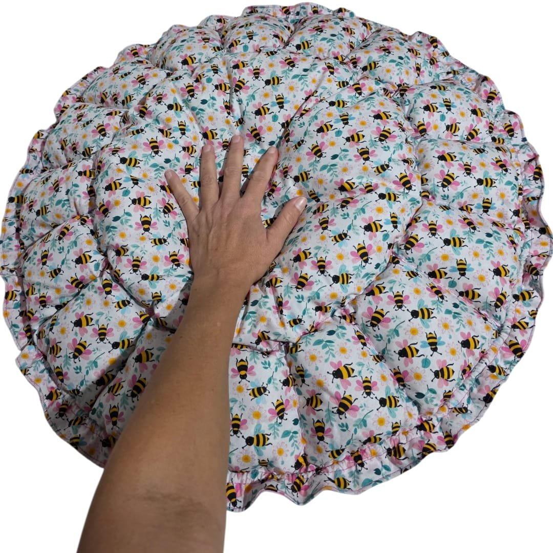 Cama Redonda Gomos PP - Abelha - Rosa - com zíper - Imagem 3