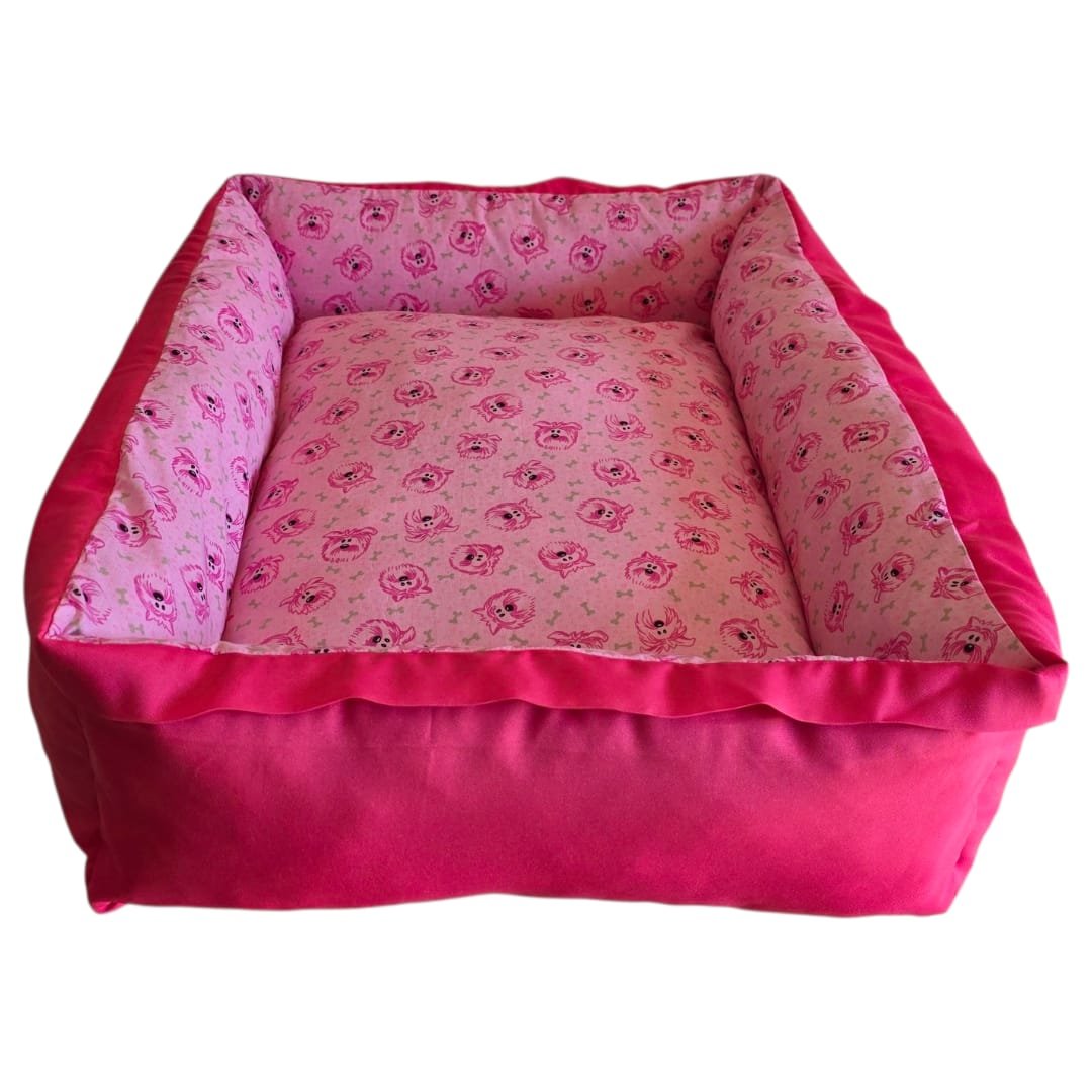 Cama Retangular M 70x50x18 - Pink - Face Dog - com Zíper - Imagem 8