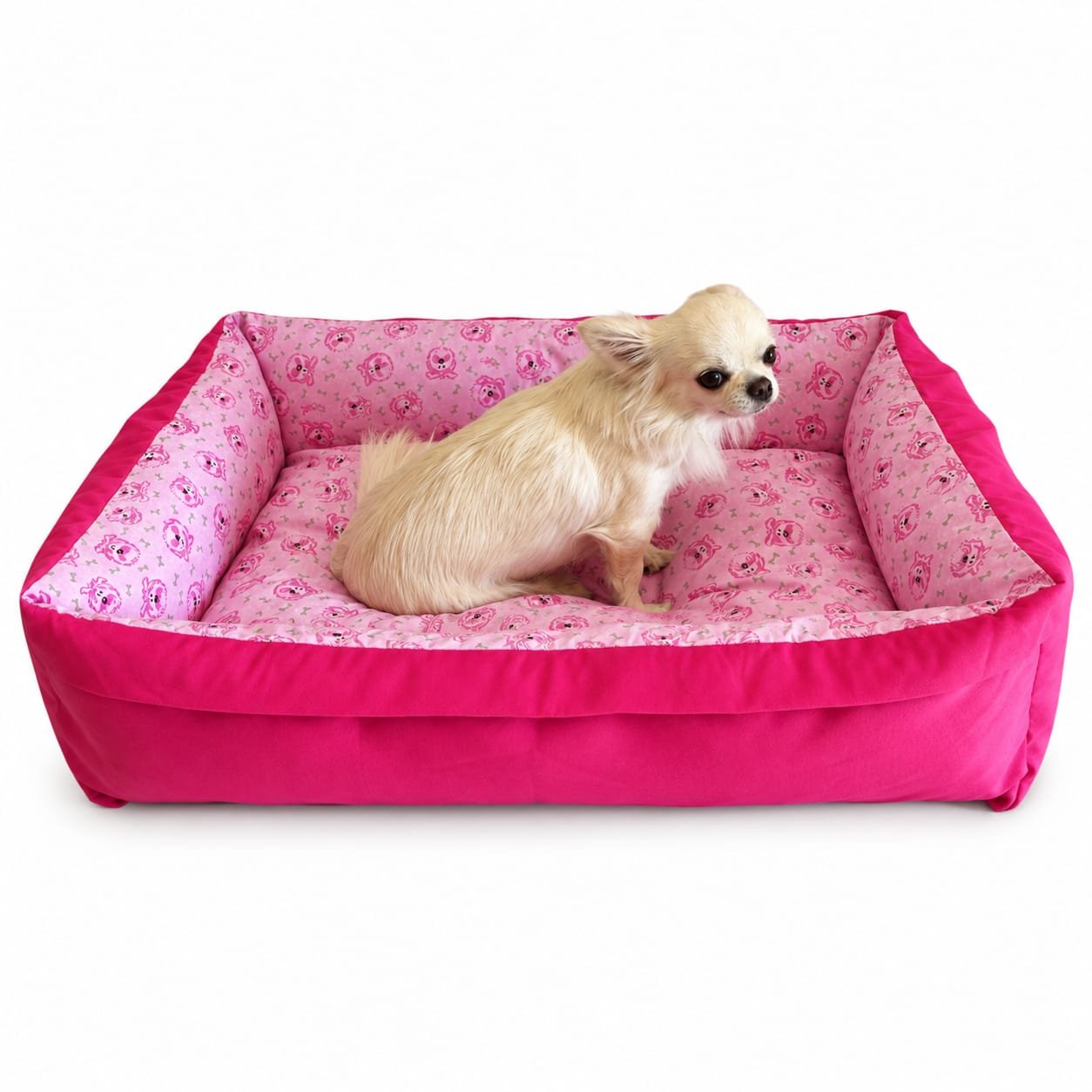 Cama Retangular M 70x50x18 - Pink - Face Dog - com Zíper - Imagem 10